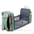2022 Νέο σχεδιασμό πτυσσόμενο μούμινο τσάντα πολυλειτουργία Backpack κρεβάτι έξω μητέρα και σακίδιο τσάντα μωρού πάνα